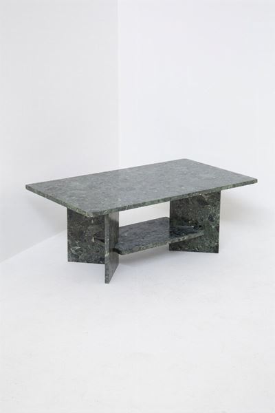Italian Vintage Green Marble Coffee Table