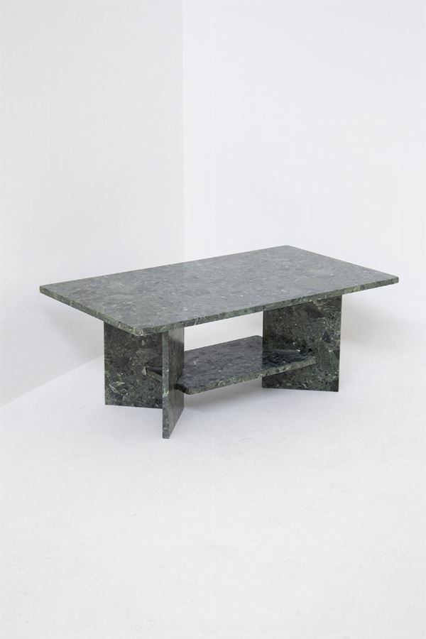 Italian Vintage Green Marble Coffee Table