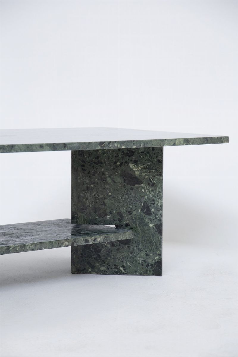 Italian Vintage Green Marble Coffee Table