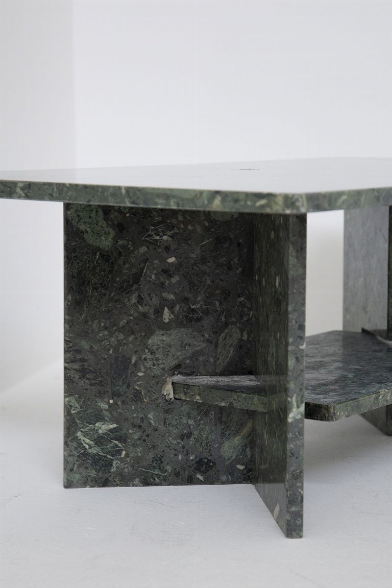 Italian Vintage Green Marble Coffee Table