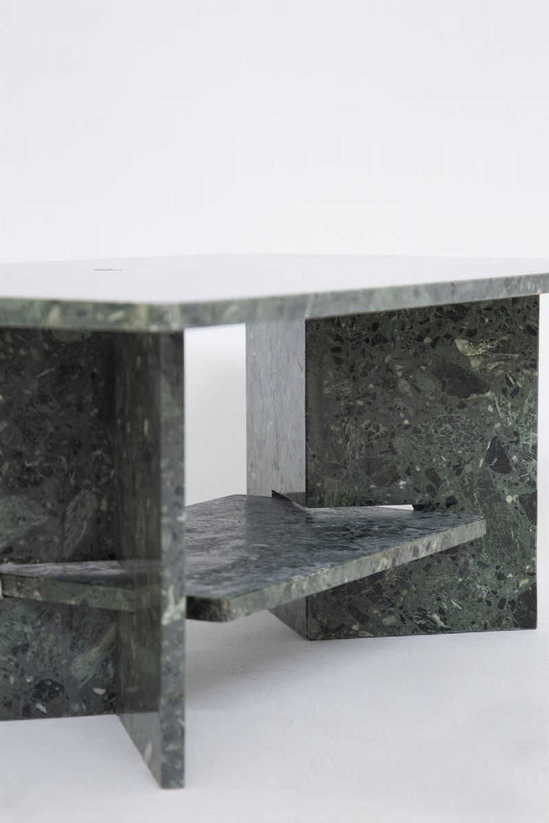 Italian Vintage Green Marble Coffee Table