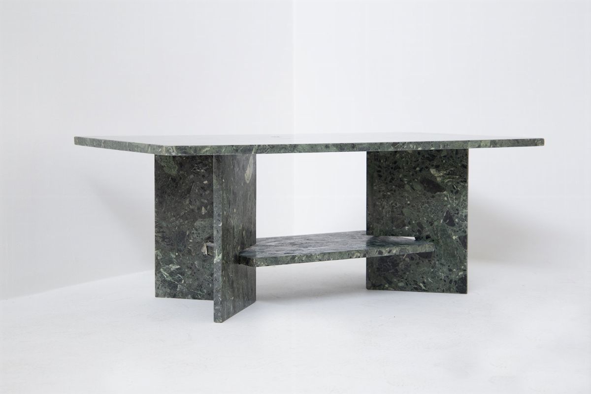 Italian Vintage Green Marble Coffee Table