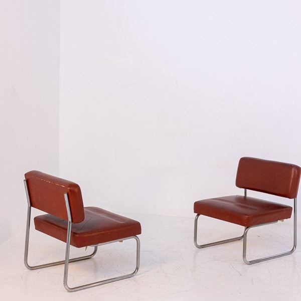 Manifattura Italiana - Pair of Italian iron armchairs