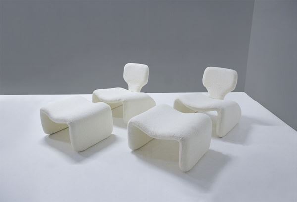 Olivier Mourgue - Olivier Mourgue Pair of Armchairs with Poufs mod Djinn