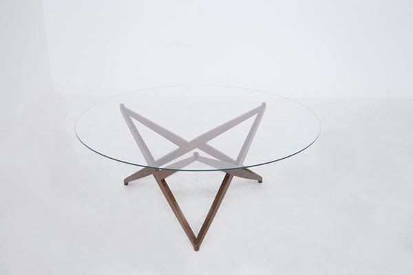 Angelo Ostuni - Star Shaped Wood and Glass Coffee Table by Angelo Ostuni