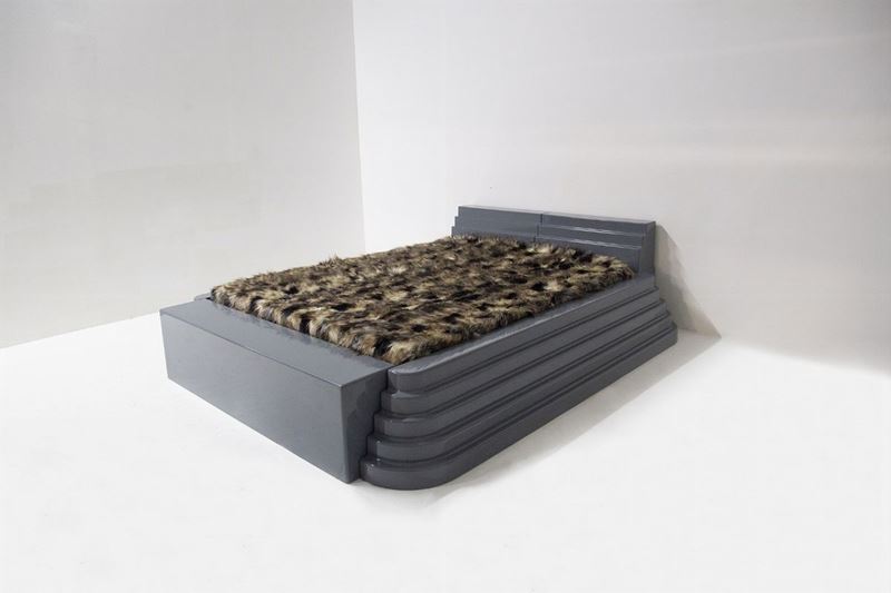 Raro Letto Matrimoniale "elledue" di Ettore Sottsass per Poltronova