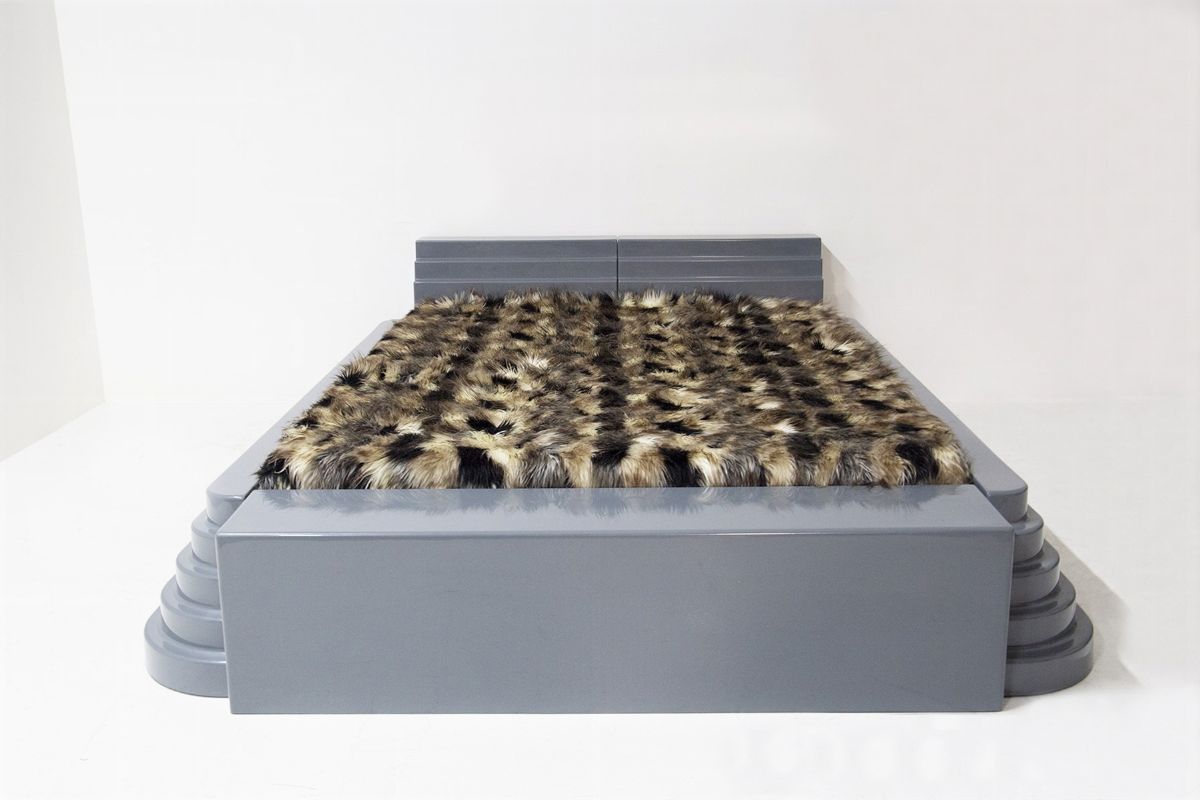 Raro Letto Matrimoniale "elledue" di Ettore Sottsass per Poltronova