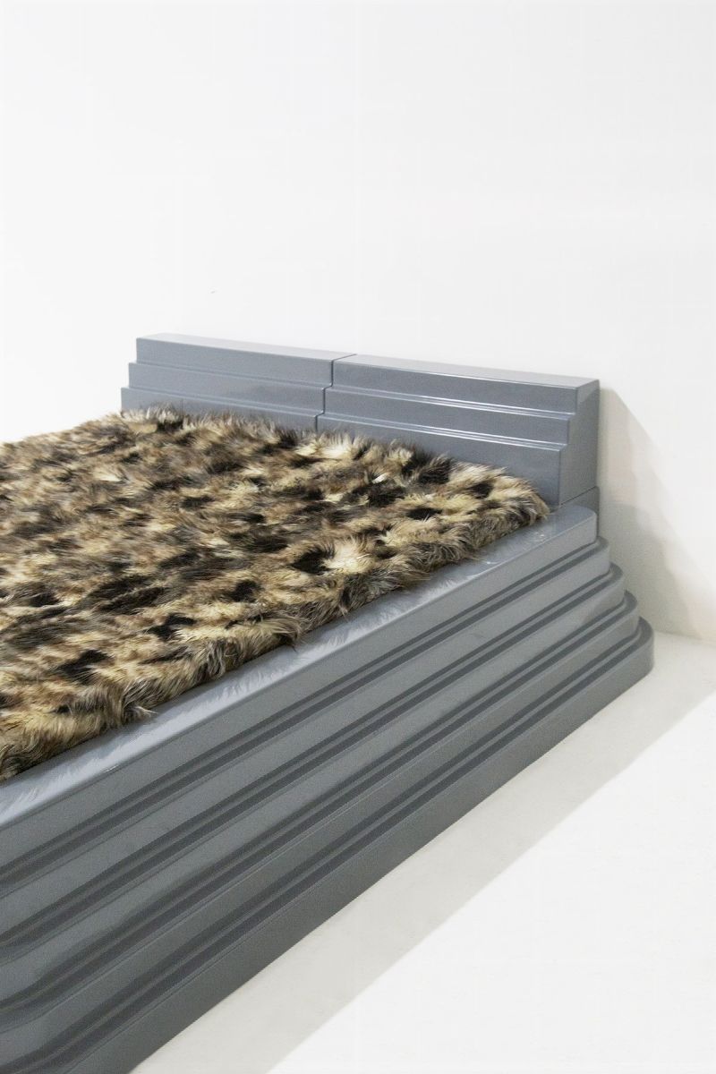 Raro Letto Matrimoniale "elledue" di Ettore Sottsass per Poltronova