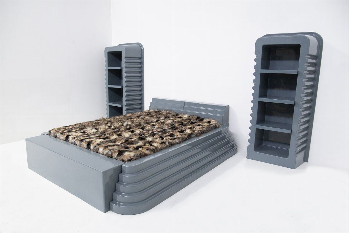 Raro Letto Matrimoniale "elledue" di Ettore Sottsass per Poltronova