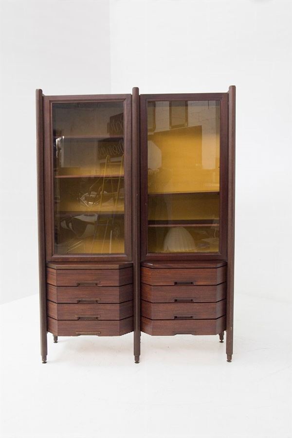 Italian Cabinet in Wood and Glass