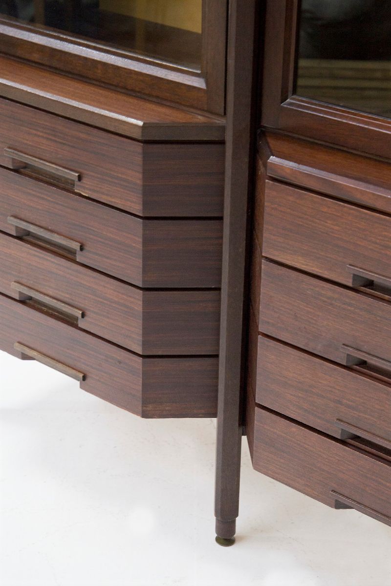 Credenza Italiana in legno e vetro
