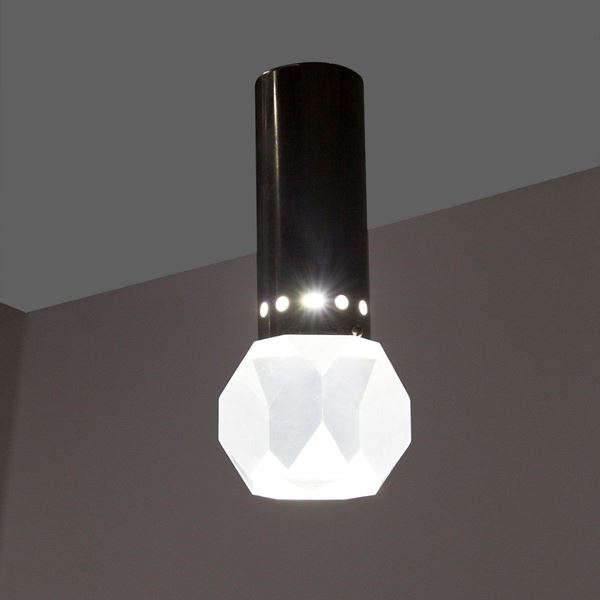 Pendant in aluminum and glass