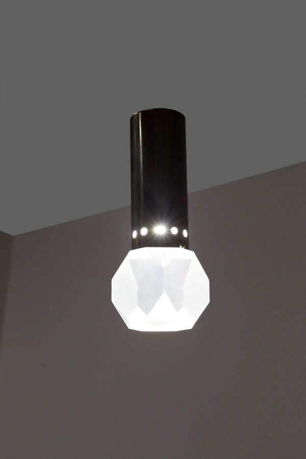 Pendant in aluminum and glass