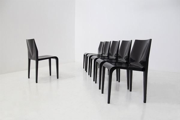 Chairs Laleggera by Riccardo Blumer in Black Lacquered