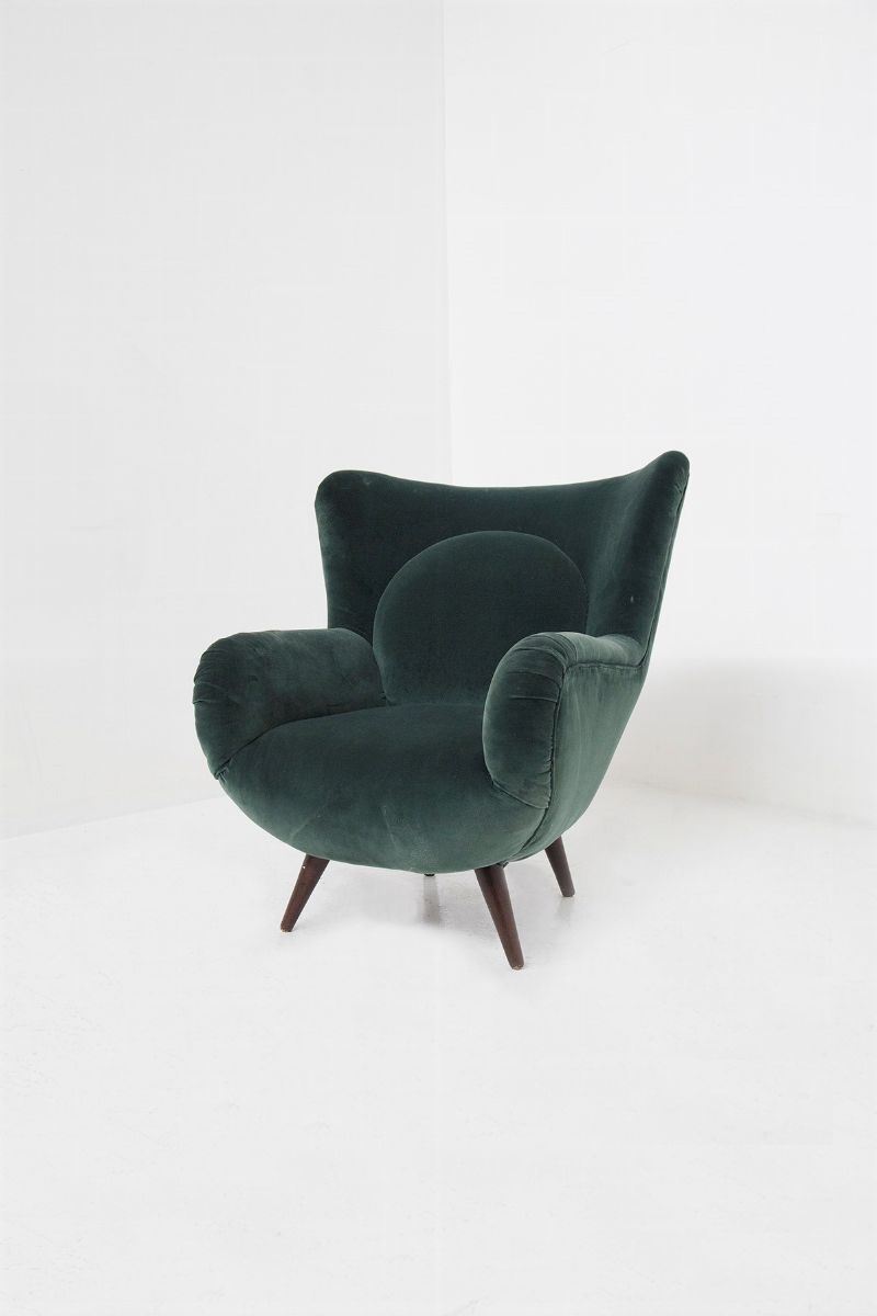 Rarissima Poltrona di Carlo Mollino in Velluto Verde, Published