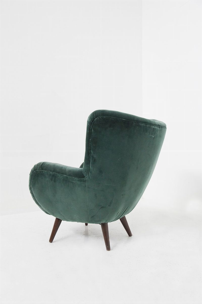 Rarissima Poltrona di Carlo Mollino in Velluto Verde, Published