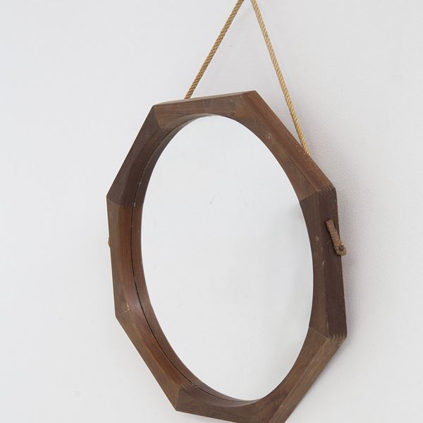 Carlo Graffi,Franco Campo - Franco Campo and Carlo Graffi Wall Mirror in Rope and Wood