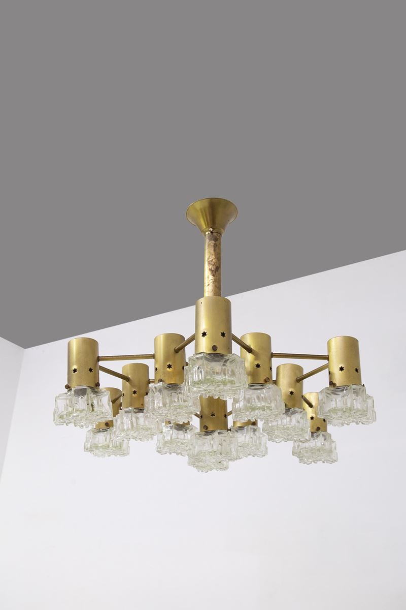 Lampadario di Gaetano Sciolari in ottone