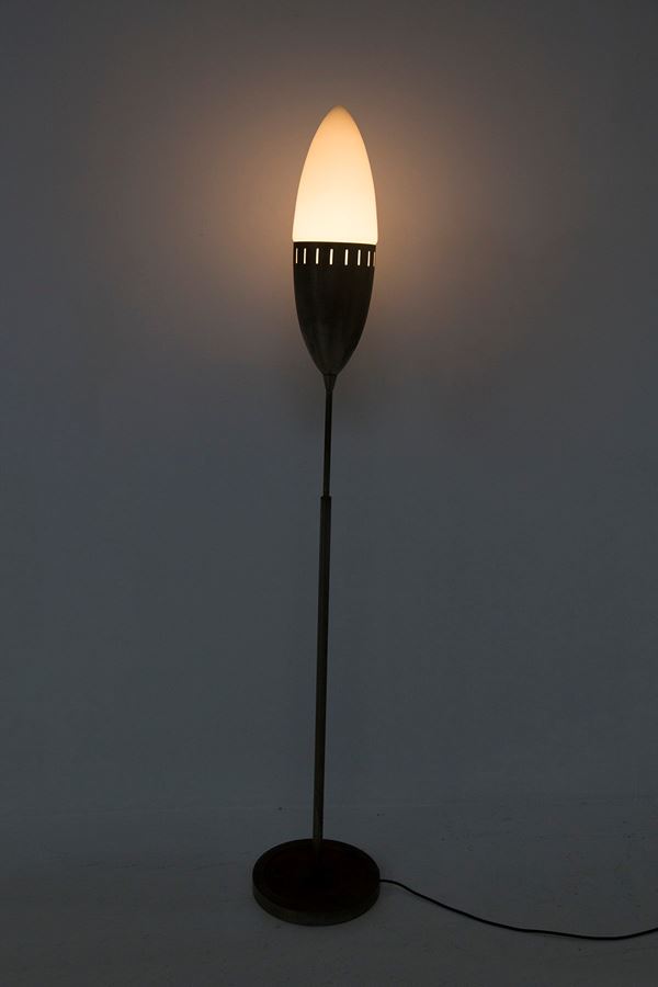 Stilnovo - Lampada da terra Stilnovo in ottone nichelato