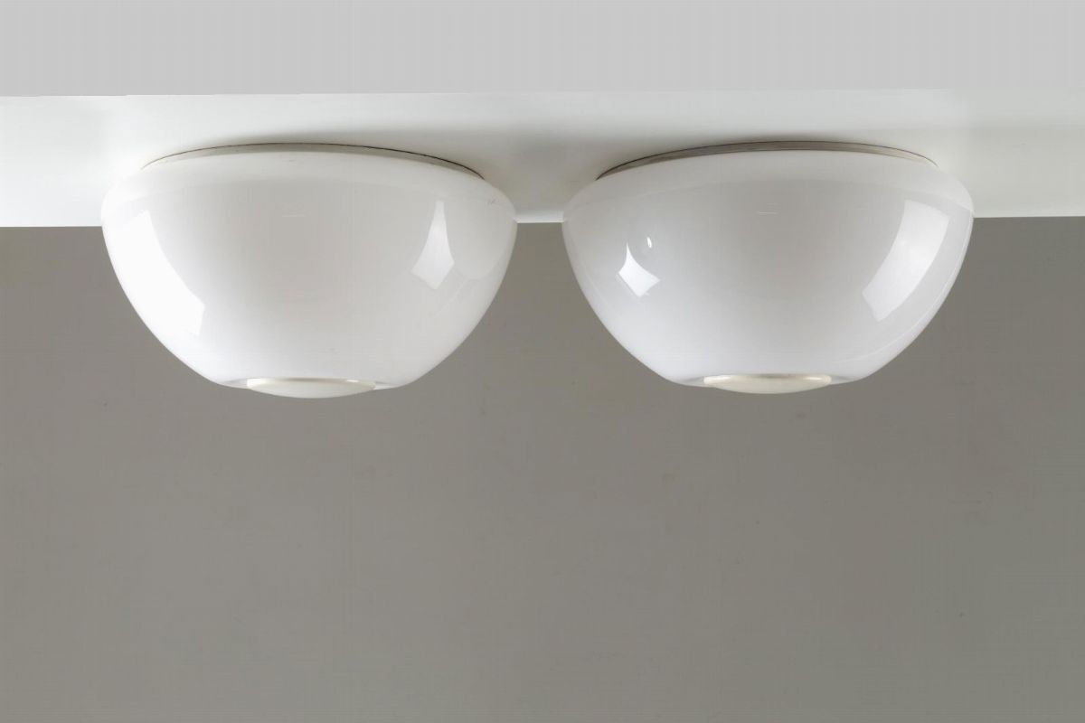 Due plafoniere in plexiglass bianco