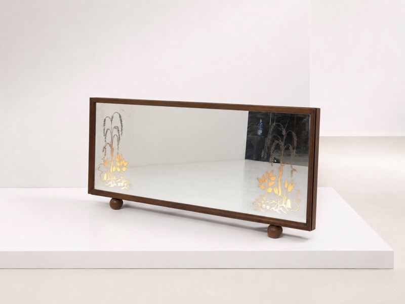 Specchio Italiano Illuminato in Legno con Fiori