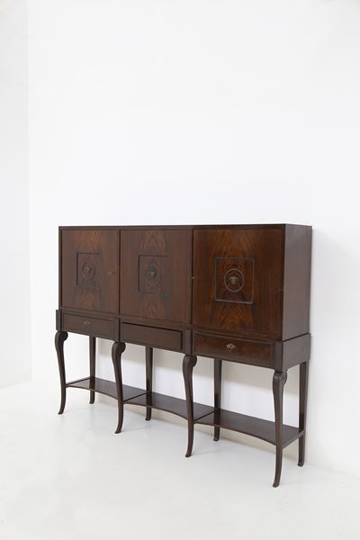 Credenza Italiana in Stile Neoclassico in Mogano Attribuita a Gianni Versace