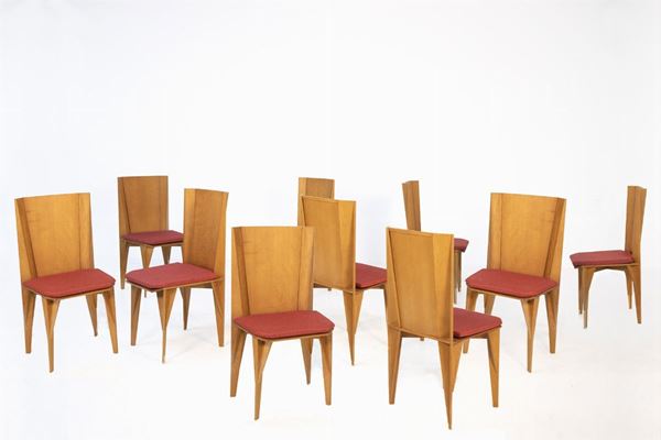 Italian Chairs Set of Ten by Adriano & Paolo Suman Per Giorgetti, 1984
