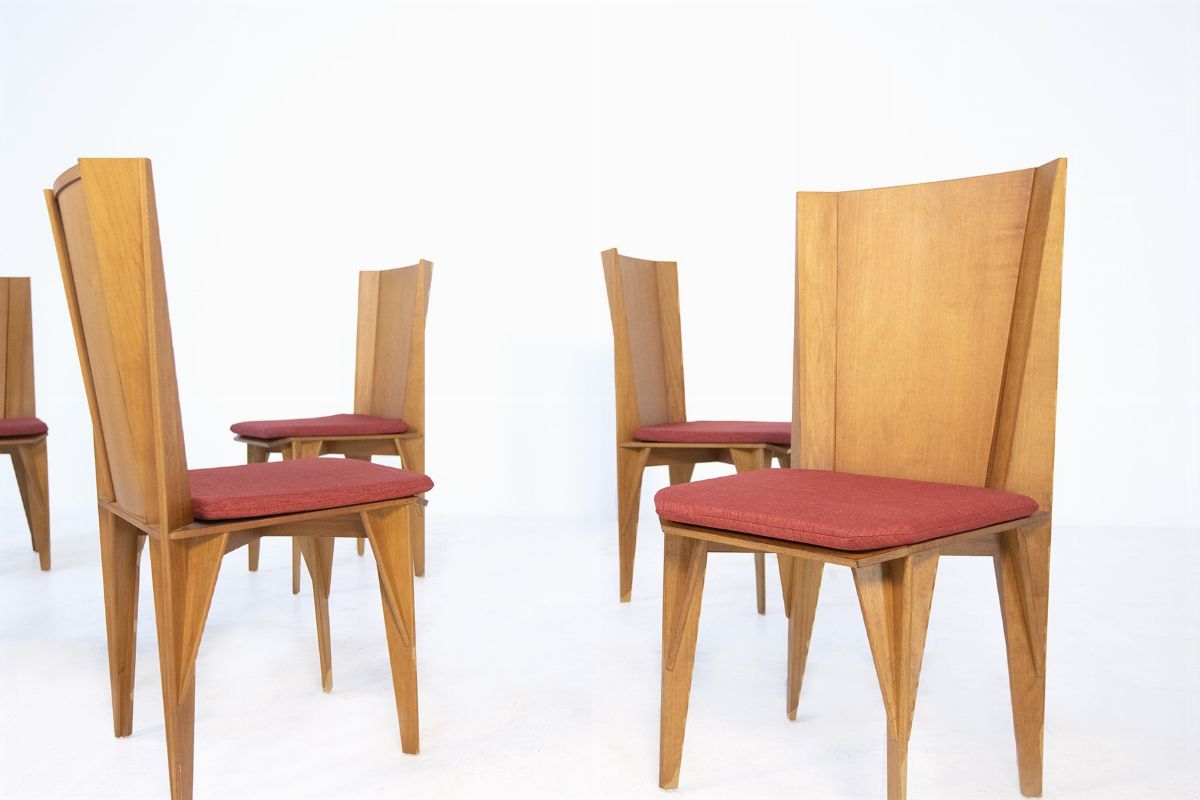Italian Chairs Set of Ten by Adriano & Paolo Suman Per Giorgetti, 1984