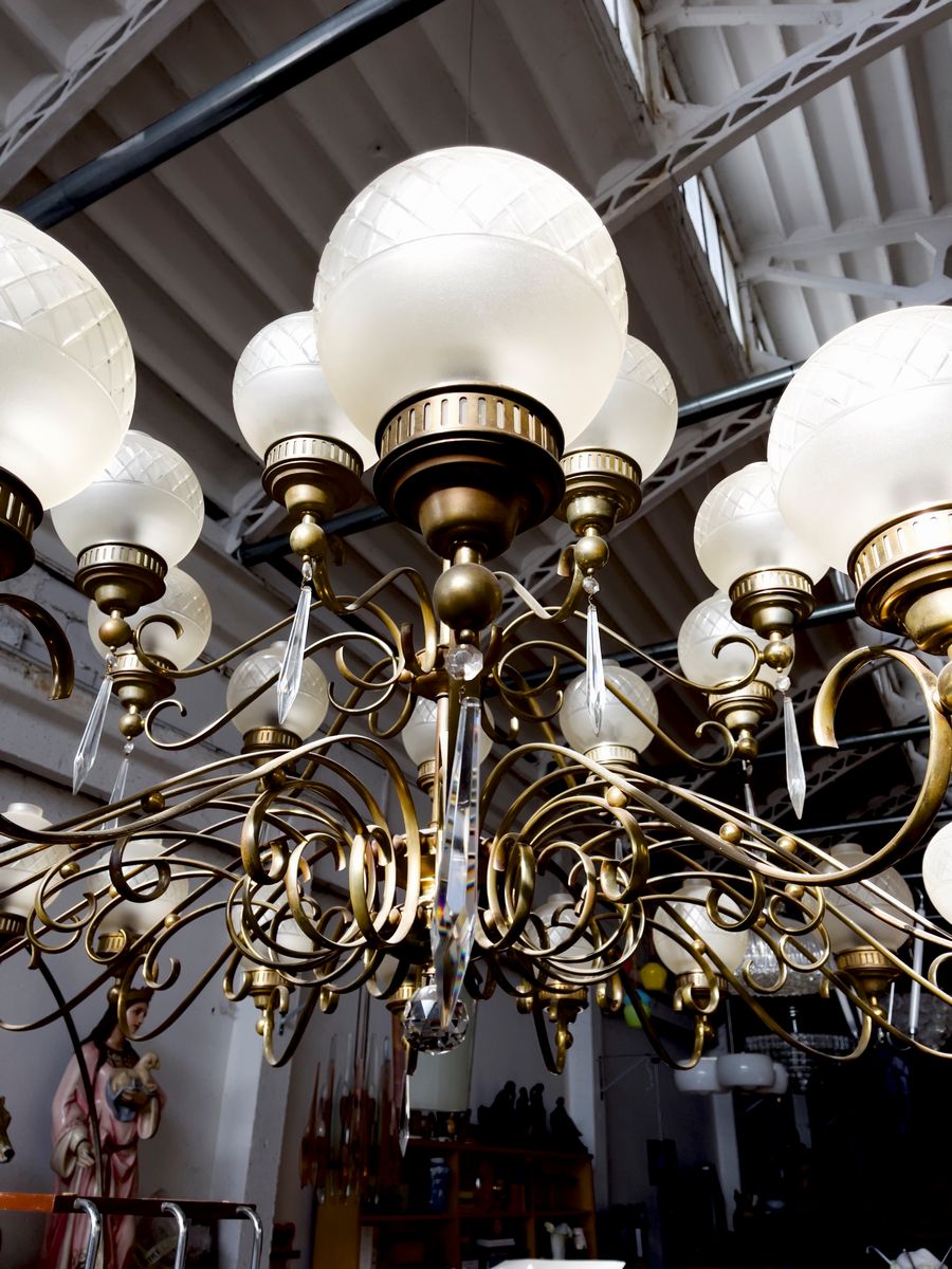 Angelo Lelli For Arredoluce Large Chandelier, 1950s
