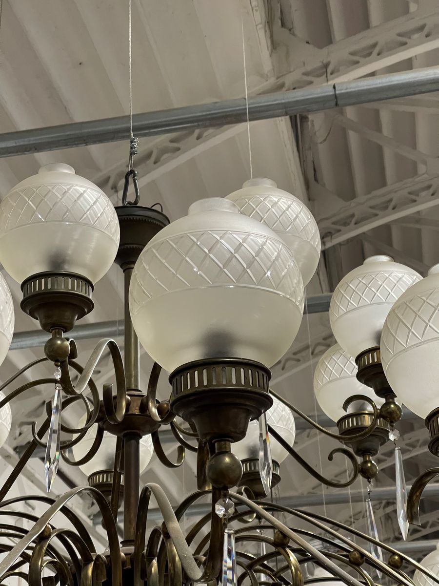 Angelo Lelli For Arredoluce Large Chandelier, 1950s