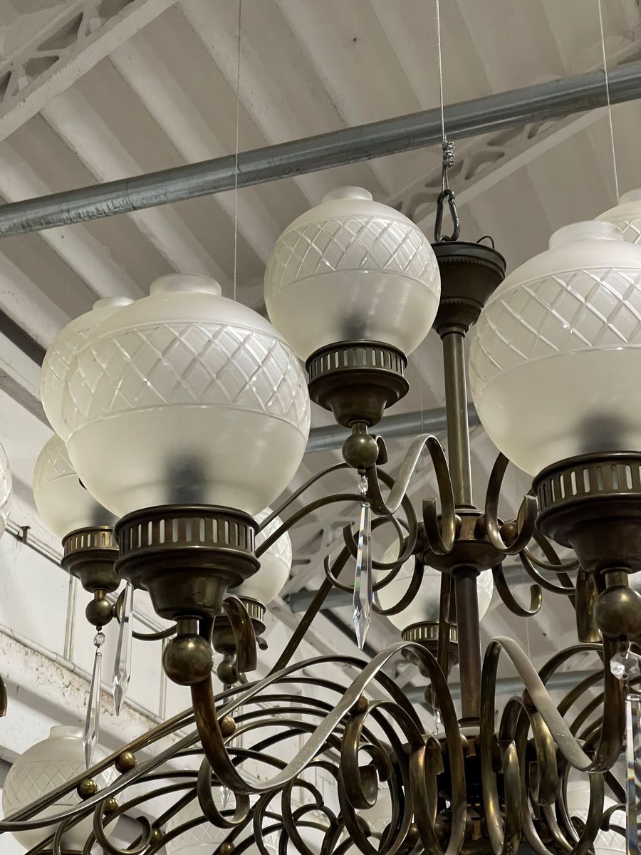 Angelo Lelli For Arredoluce Large Chandelier, 1950s