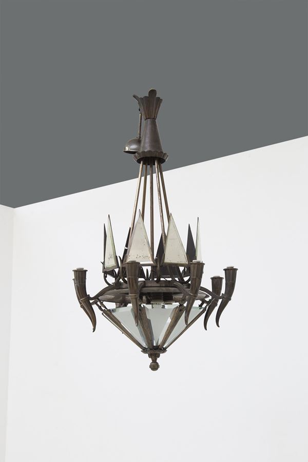 Gio Ponti - Bronze Chandelier attr. to Gio Ponti