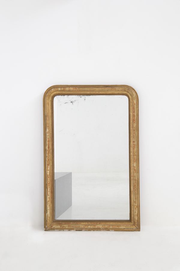 Manifattura Italiana - Antico specchio da parete italiano in legno dorato