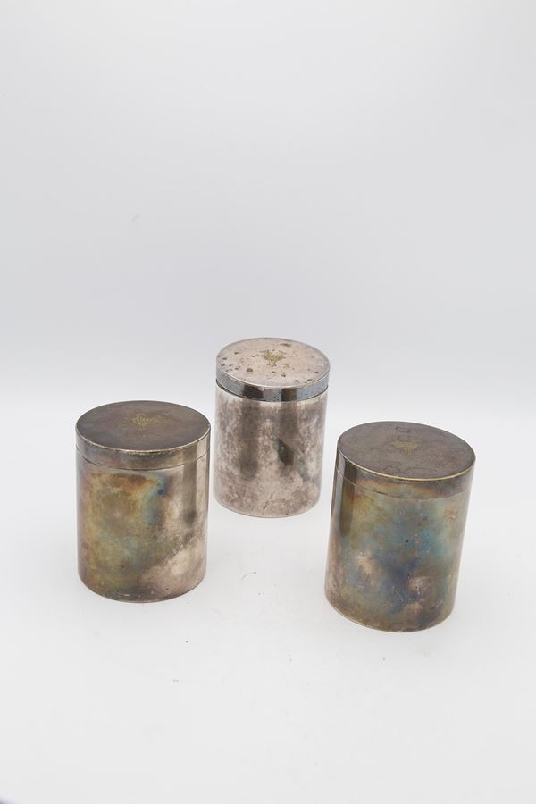 Triptych of Silver Jars branded Boin Taburet a Paris