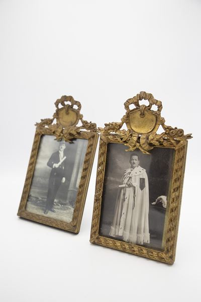 Coppia di Portafoto in Bronzo Italiano
