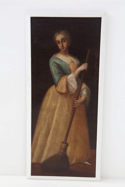 Antico Dipinto Veneziano di Colombina Attribuito a Pietro Longhi
