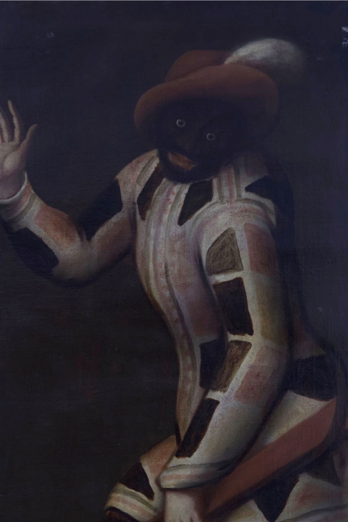 Antico Dipinto Veneziano di Arlecchino Attribuito a Pietro Longhi