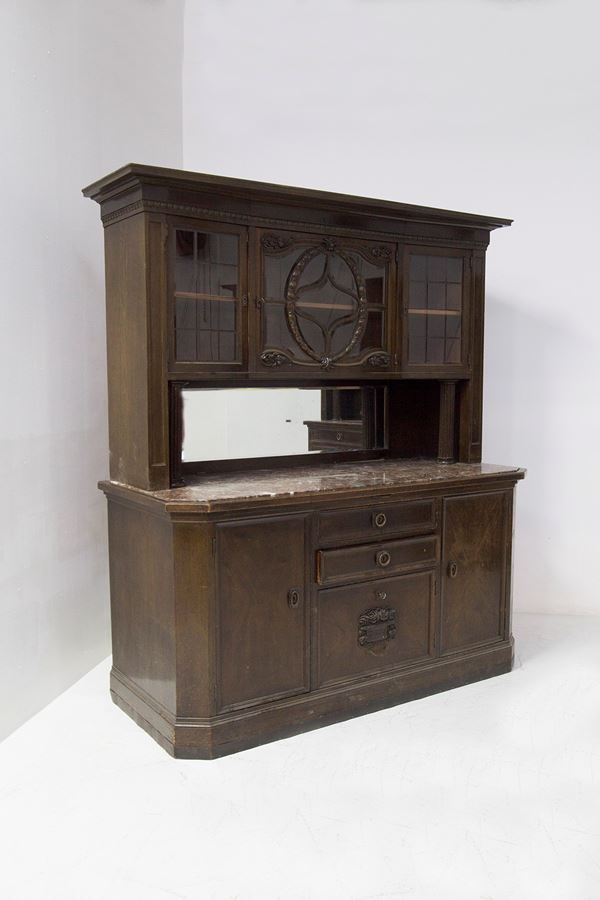 Ignaz Herlinger - Credenza in legno, marmo e ottone di Ignaz Herlinger