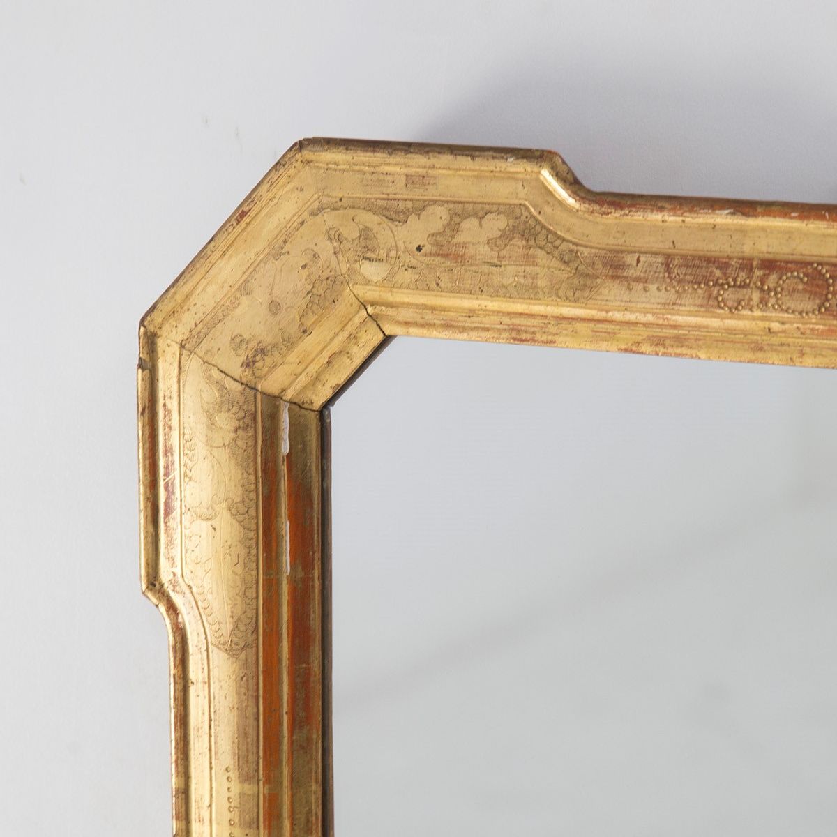 Specchio da Parete Antico in Legno Dorato
