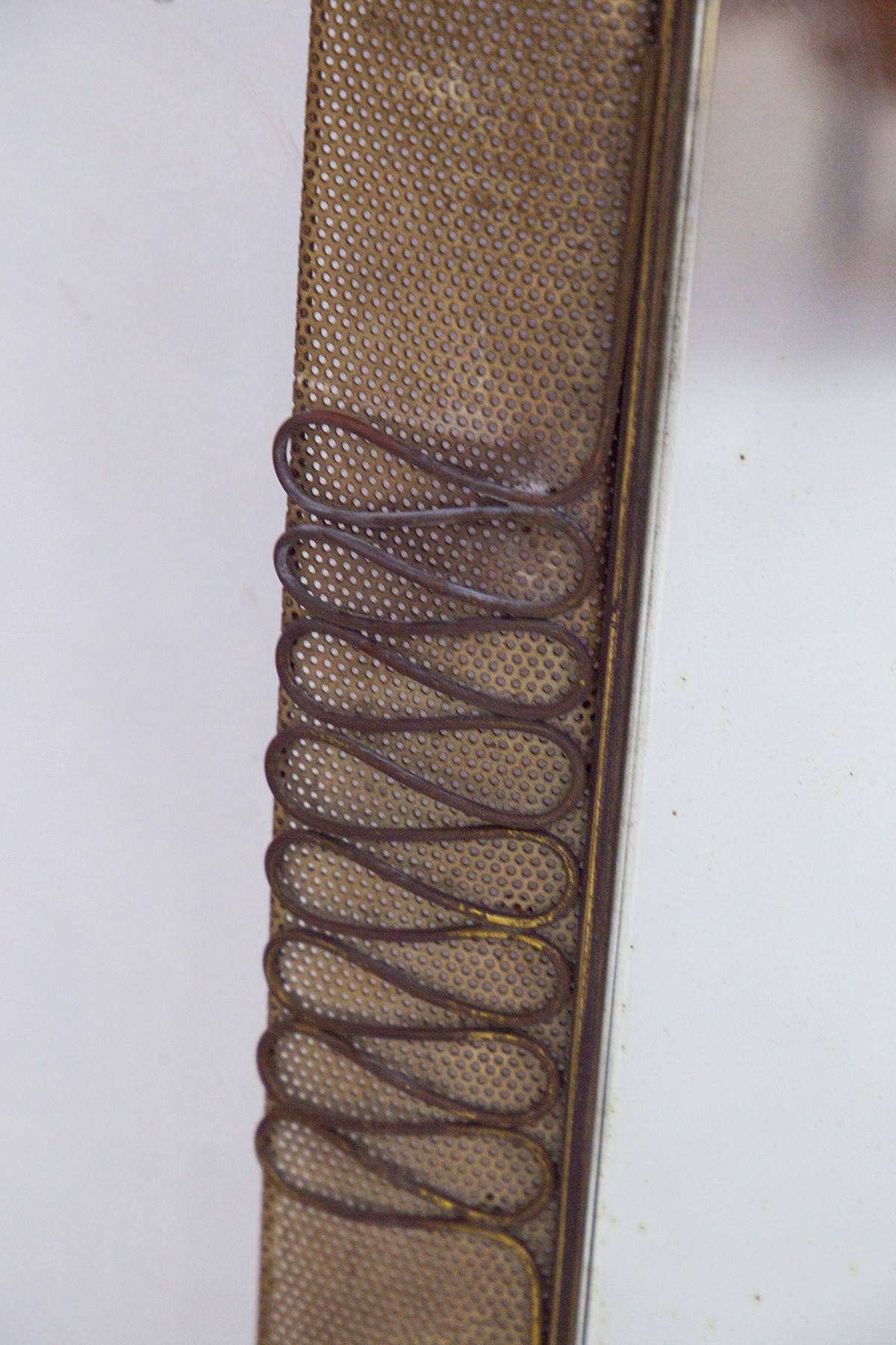 Specchio Vintage Paolo Buffa in Bronzo e Rete di Ferro