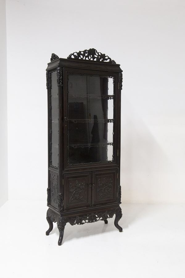 Manifattura cinese - Chinese Antique Colonial Showcase in Fine Wood