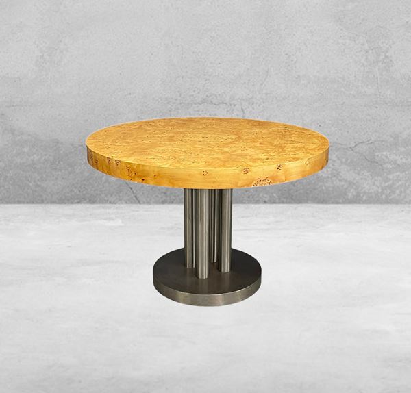 Turri - Round table in briar wood and metal