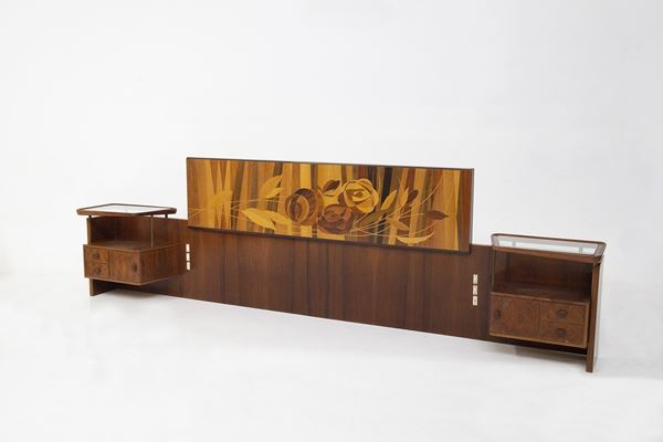 Luigi  Scremin - Luigi Scremin King Bed Headboard in Wood, Original Label