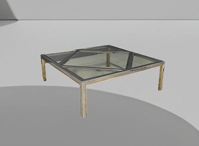 Tavolino in Ottone e Metallo Cromato