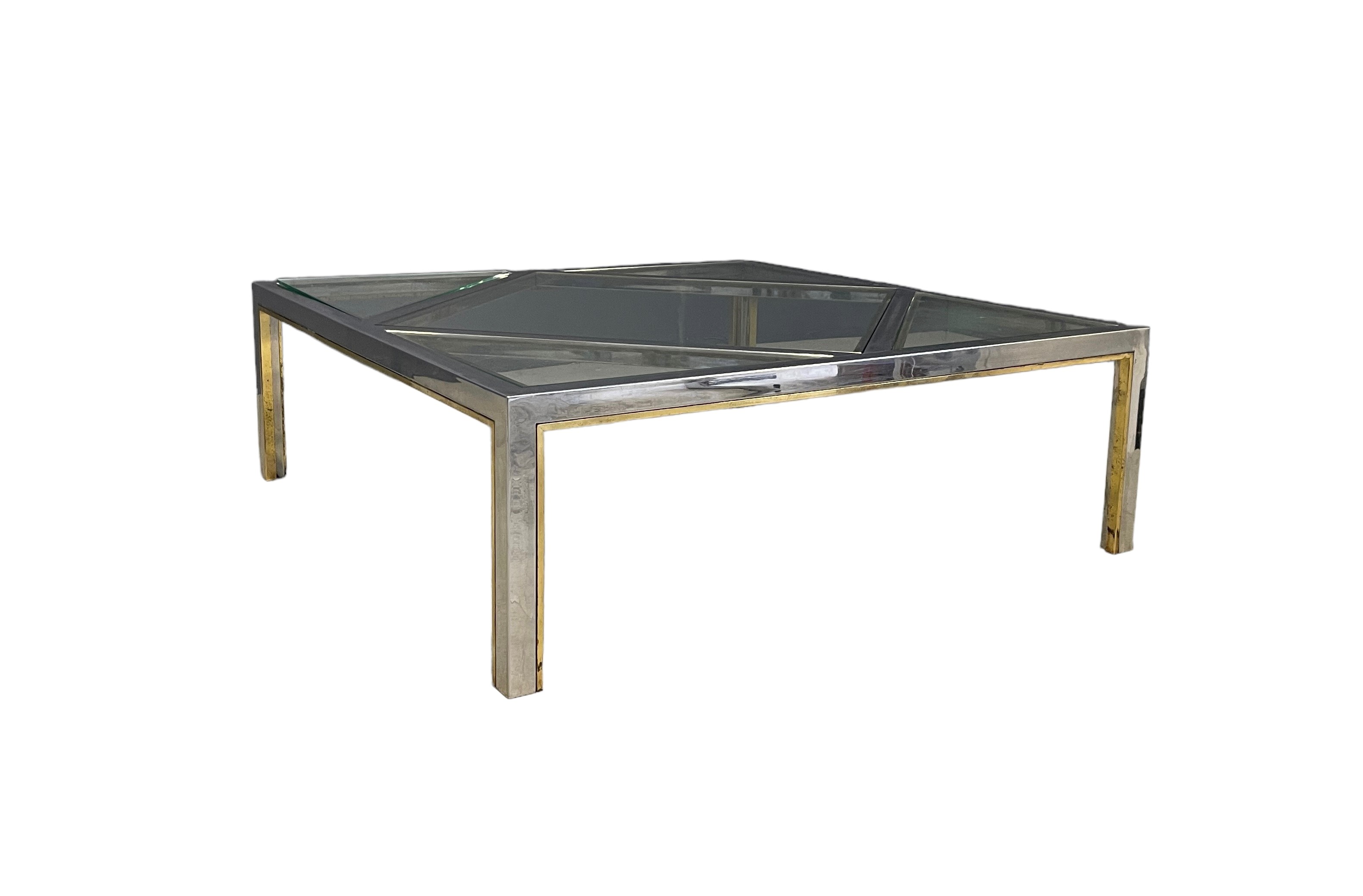 Tavolino in Ottone e Metallo Cromato