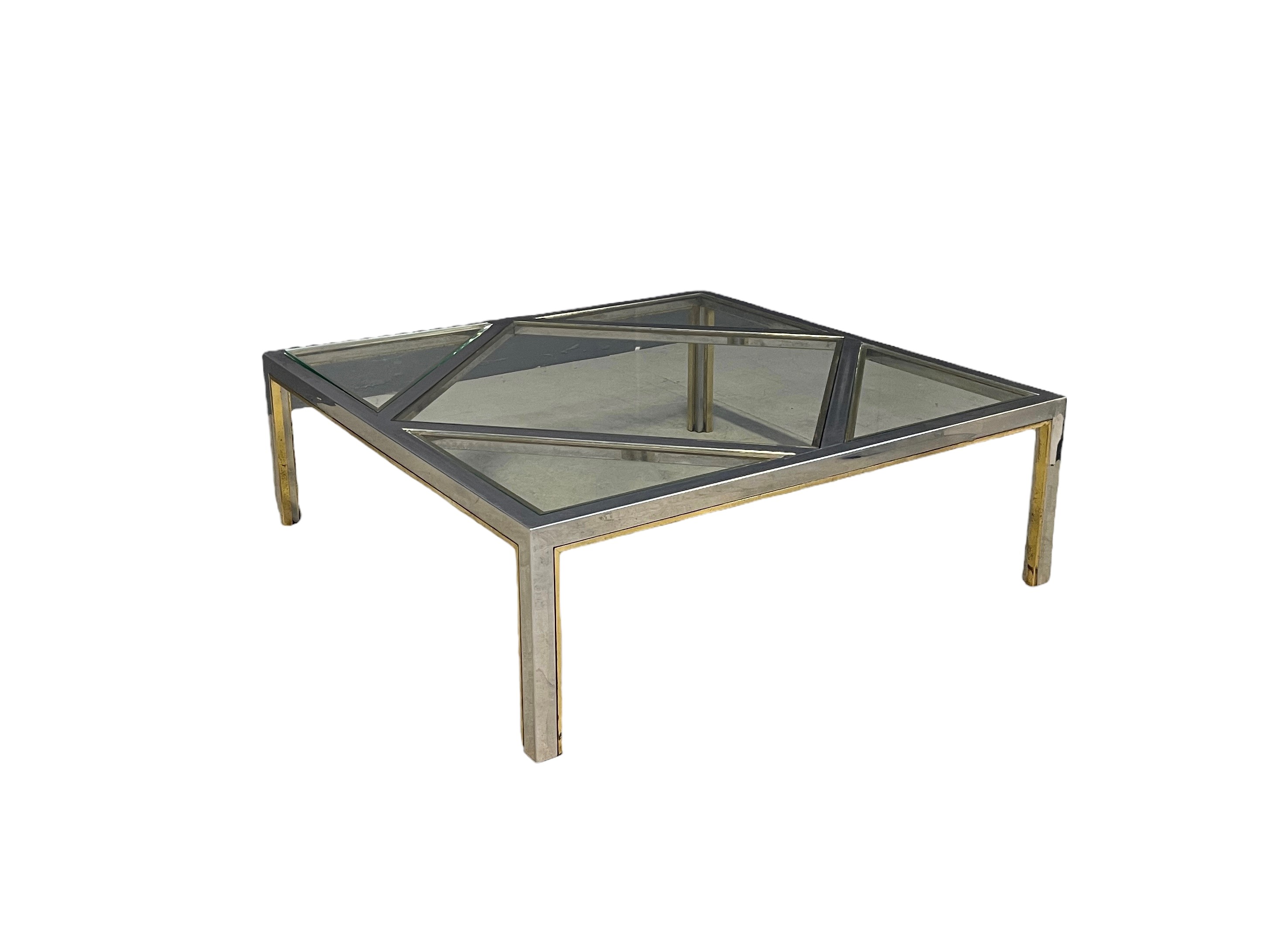 Tavolino in Ottone e Metallo Cromato