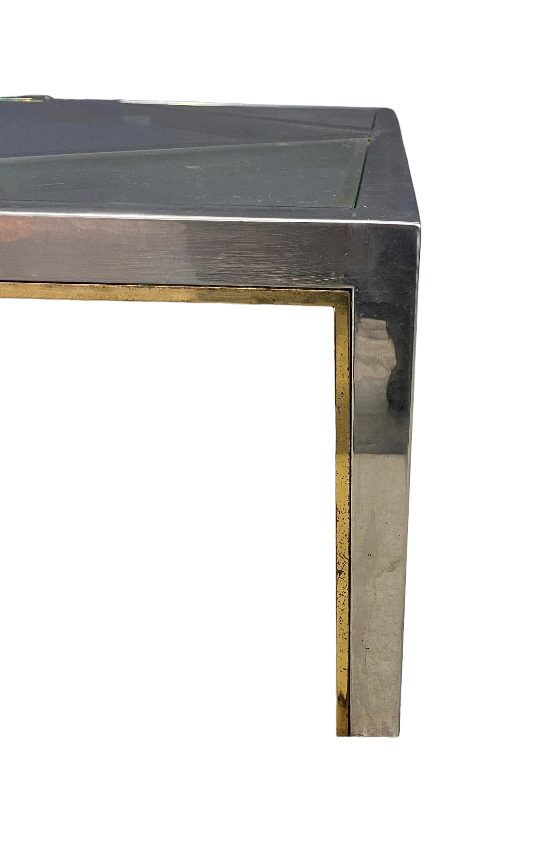 Tavolino in Ottone e Metallo Cromato