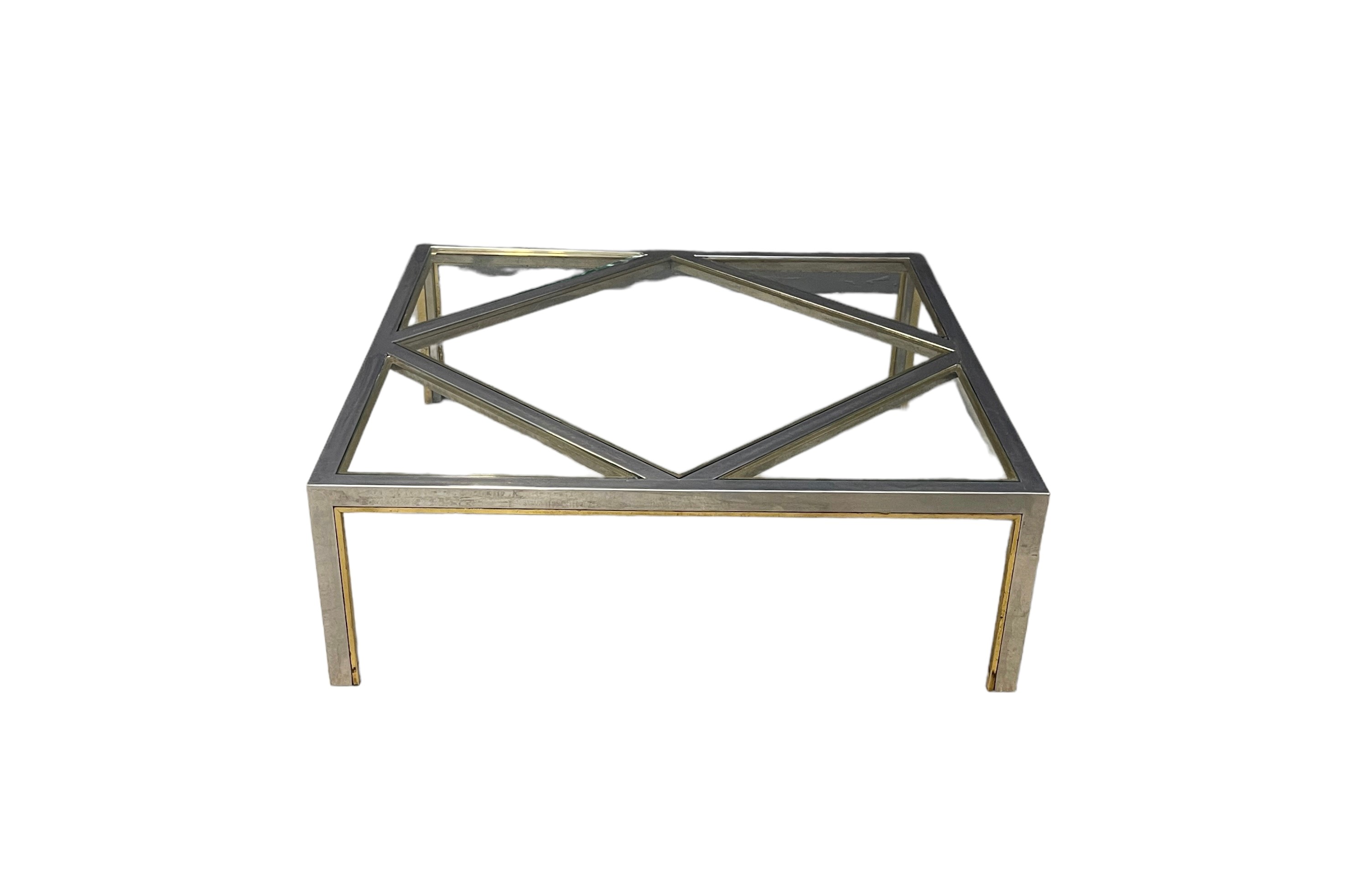 Tavolino in Ottone e Metallo Cromato