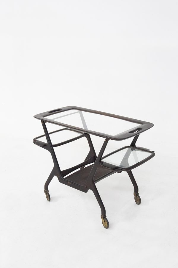 Ico Parisi - Ico Parisi Mid-Century Wood and Glass Trolley for De Baggis
