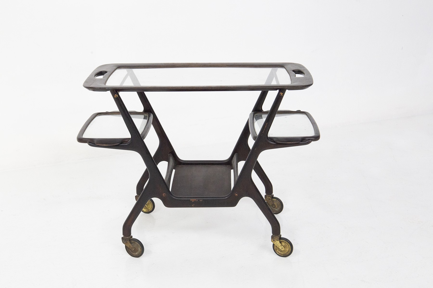 Carrello in Legno e Vetro di Ico Parisi, Metà del Secolo, per De Baggis